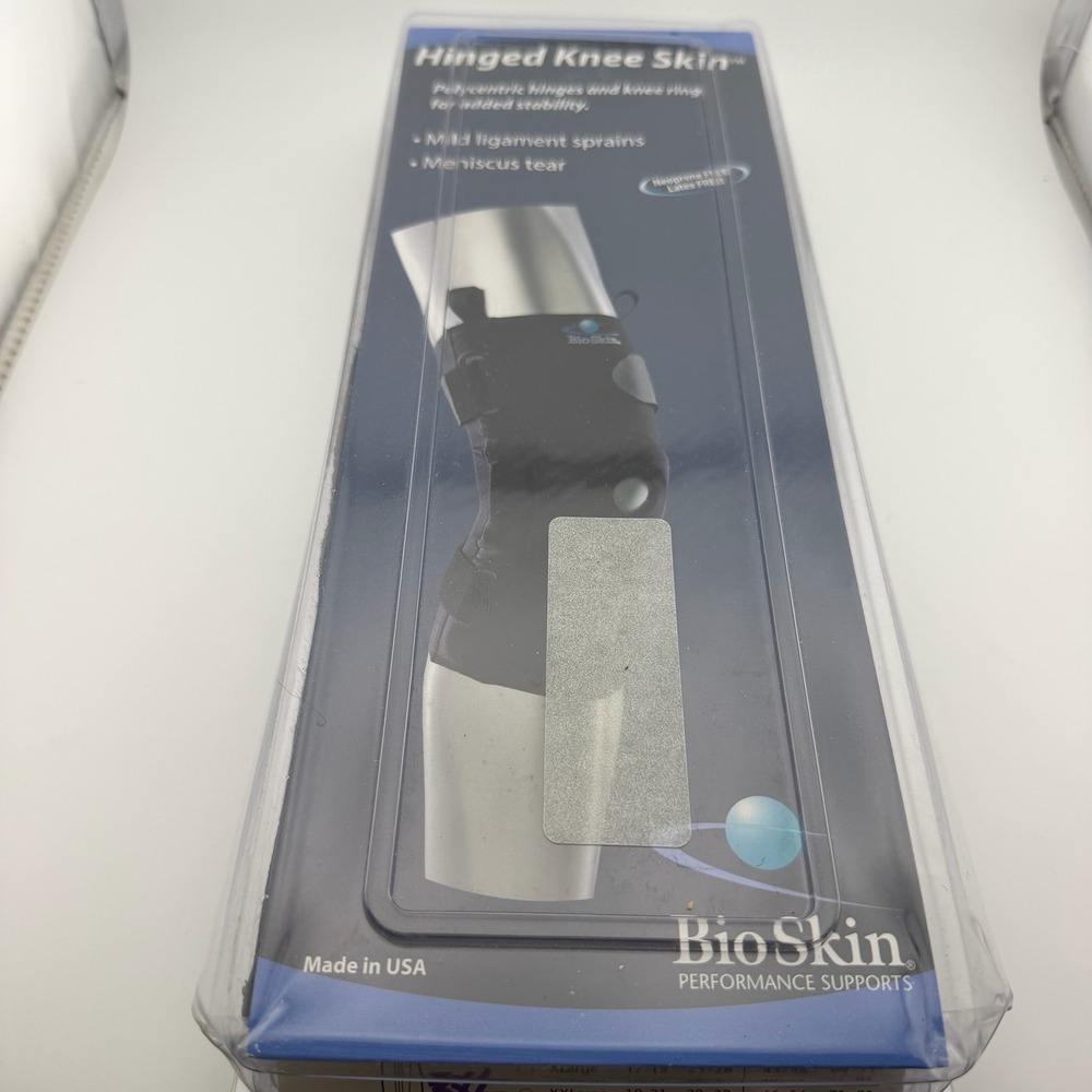 BioSkin Unisex Hinged Knee Skin 3XL Black Stratus Open Patella Support Brace